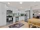 A modern kitchen with white cabinets, stainless steel appliances, a stylish backsplash, and wooden accents at 3906 N Ola Ave, Tampa, FL 33603