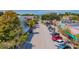An attractive street with a variety of colorful buildings lining the side, showcasing the commercial district at 433 San Salvador Dr, Dunedin, FL 34698