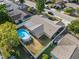 A charming home featuring a backyard pool, a well-maintained lawn, and a privacy fence in a residential neighborhood at 9218 Glen Moor Ln, Port Richey, FL 34668