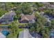 Aerial view of a home and its lush backyard oasis with a screened pool, nestled in a green, established neighborhood at 14073 Jennifer Ter, Largo, FL 33774
