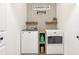 Bright laundry room features modern washer and dryer with wood accents and stylish decor at 1502 Creekbend Dr, Brandon, FL 33510