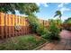 A well-landscaped back yard featuring a privacy fence at 1823 Atrium Dr, Sun City Center, FL 33573