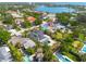Stunning aerial view of single-Gathering home with pool and lush landscaping, nestled in a picturesque neighborhood at 219 Miramar Ne Blvd, St Petersburg, FL 33704