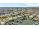 High angle shot of a neighborhood featuring waterfront homes each with canals and boat docks at 4531 44Th S St, St Petersburg, FL 33711