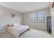 Neutral bedroom with bright windows, soft carpet, and simple decor offers a tranquil retreat at 4730 Wandering Way, Wesley Chapel, FL 33544