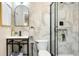 Modern bathroom featuring a sleek vanity, toilet, and glass-enclosed shower at 701 38Th N Ave, St Petersburg, FL 33704