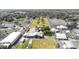 Aerial view showcases the long driveway and the property inside a white fence at 812 Jameson Rd, Lithia, FL 33547