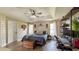 A bedroom with trey ceilings, a ceiling fan, and tile floors at 812 Jameson Rd, Lithia, FL 33547