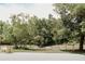 Large backyard with green grass, mature trees, and a dark metal fence at 8338 Old Town Dr, Tampa, FL 33647