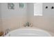 Close-up of the soaking tub, tiled surround, and decor in the bathroom at 8717 Emeraldwood Way, Land O Lakes, FL 34637
