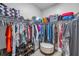 Walk-in closet with wire shelving, shoe racks, and hardwood flooring at 8717 Emeraldwood Way, Land O Lakes, FL 34637