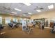 Bright community gym with up-to-date Cybex equipment, ceiling fans and large mirrors for exercise at 8717 Emeraldwood Way, Land O Lakes, FL 34637