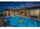 Screened-in pool and spa area featuring a cheerful yellow duck and outdoor seating at 8717 Emeraldwood Way, Land O Lakes, FL 34637