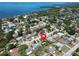 Aerial view showing the home's location in a neighborhood close to the water at 1011 Coldstream Ct, Tarpon Springs, FL 34689