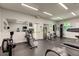 Well-equipped fitness center with modern exercise machines, rubber flooring, and mirrored wall for workouts at 12628 White Bluff Rd, Hudson, FL 34669