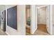 Bathroom view includes a stylish shower curtain, complementing the modern home design at 1333 Dragon Head Dr, Valrico, FL 33594