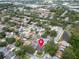 Wide aerial showing the home's location in a well-planned residential community, close to the water at 1424 Ridge Shore Dr, Tarpon Springs, FL 34689