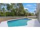Sparkling pool and spa with blue tile accents, set against a backdrop of lush greenery at 18520 Ambly Ln, Tampa, FL 33647
