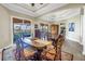 Dining room showcasing an ornate table and chairs with views of the outdoor living space at 2101 N Pointe Alexis Dr, Tarpon Springs, FL 34689