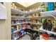 Spacious walk-in pantry with an abundance of shelving and ample storage space for food and appliances at 2101 N Pointe Alexis Dr, Tarpon Springs, FL 34689