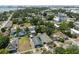 Neighborhood aerial showcasing charming homes with well-kept yards, mature trees, and city views under a clear blue sky at 2217 Stuart St, Tampa, FL 33605