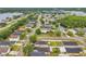 Neighborhood aerial view features pond views, tree-lined streets, and homes with well-kept lawns and landscaping at 2907 Mingo Dr, Land O Lakes, FL 34639