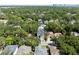 Aerial view of a neighborhood showcasing houses surrounded by mature trees and lush landscaping at 3221 W Oakellar Ave, Tampa, FL 33611