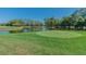 Picturesque golf course view with a serene pond and well-maintained green at 3585 Torino Ln, Palm Harbor, FL 34683