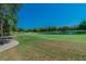 Expansive view of the lush golf course with a tranquil pond, blue sky and manicured greens at 3585 Torino Ln, Palm Harbor, FL 34683