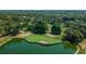 Overhead view of golf course with trees and a water hazard at 3585 Torino Ln, Palm Harbor, FL 34683