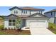 Charming two-story home featuring a two-car garage, manicured lawn, and fresh landscaping at 37202 Clinch Cir, Zephyrhills, FL 33540