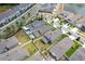 Overhead view featuring homes with fenced yards, swimming pools and residential streetscapes at 5068 Little Stream Ln, Wesley Chapel, FL 33545