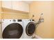 Convenient laundry room equipped with modern appliances and cabinet space at 5729 Puerta Del Sol S Blvd # 185, St Petersburg, FL 33715