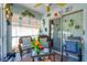 Screened porch features comfortable seating and festive decor at 7132 Colony Pointe Dr, Riverview, FL 33578