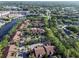 Aerial view showcases the community's proximity to a lake, lush greenery, and well-kept buildings at 10509 Waterview Ct, Tampa, FL 33615
