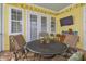 Covered patio with string lights, furniture, and outdoor TV at 1326 Apollo Beach S Blvd, Apollo Beach, FL 33572
