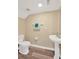 Small half bathroom featuring a pedestal sink, wood floors, and standard toilet at 1333 Twilridge Pl, Brandon, FL 33511