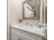 Updated bathroom vanity with modern fixtures, white cabinetry, and framed mirror at 2170 Elm St # 906, Dunedin, FL 34698