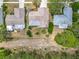 Aerial view of the neighborhood showing the homes on their lots, and the proximity to green spaces at 3932 Watson Dr, New Port Richey, FL 34655
