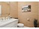 Chic powder room with grasscloth wallpaper, modern fixtures, and stylish decor at 5351 Bridge St # 9, Tampa, FL 33611