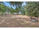 Community dog park with large grassy area, mature trees, a metal fence, benches, and a waste station at 602 Lynchburg Dr, Brandon, FL 33511
