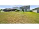 Spacious backyard with a large lawn, screened-in lanai, and ample space for recreation and relaxation at 8595 Prairie Creek Dr, New Port Richey, FL 34655