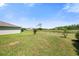 Expansive backyard features lush lawn, scenic pond view, and offers a serene outdoor space at 8595 Prairie Creek Dr, New Port Richey, FL 34655