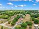 Gorgeous aerial showcasing community with mature landscaping and scattered homesites at 11514 Sun Rd, Dade City, FL 33525