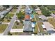 An aerial view highlighting a neighborhood with multiple homes, several featuring swimming pools at 11619 80Th Ave, Seminole, FL 33772