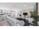 Well-lit living room with a modern couch, decorative accents, and open flow to the kitchen at 11619 80Th Ave, Seminole, FL 33772