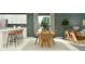 Modern kitchen with stools at a breakfast bar and dining table, set against a stylish wall at 11848 Blue Diamond Trl, Parrish, FL 34219