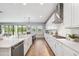 Well-lit kitchen showcases white cabinets, a farmhouse sink, stainless steel appliances, and an open view to the backyard at 4275 Burdick Loop, Odessa, FL 33556