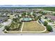 Impressive aerial shot of the neighborhood pool, surrounding green spaces, and well-maintained streets at 4300 Barletta Ct, Wesley Chapel, FL 33543
