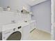 Well-organized laundry room with white cabinets, a large sink, and modern LG washer and dryer at 4300 Barletta Ct, Wesley Chapel, FL 33543